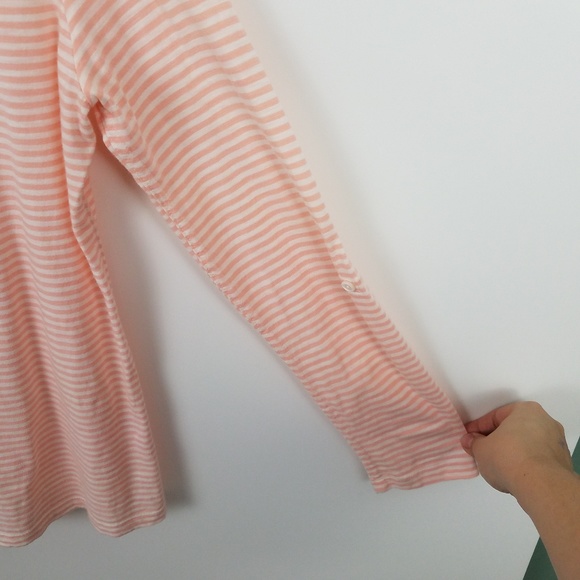 LL BEAN Stripe Pintuck Henley Long Sleeve Top S - Picture 4 of 6